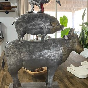 Farmhouse Metallic Farm Animal Sculpture